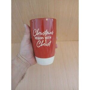 Christmas Mug with Lid Stoneware Christian Religious Dishwasher & Microwave Safe